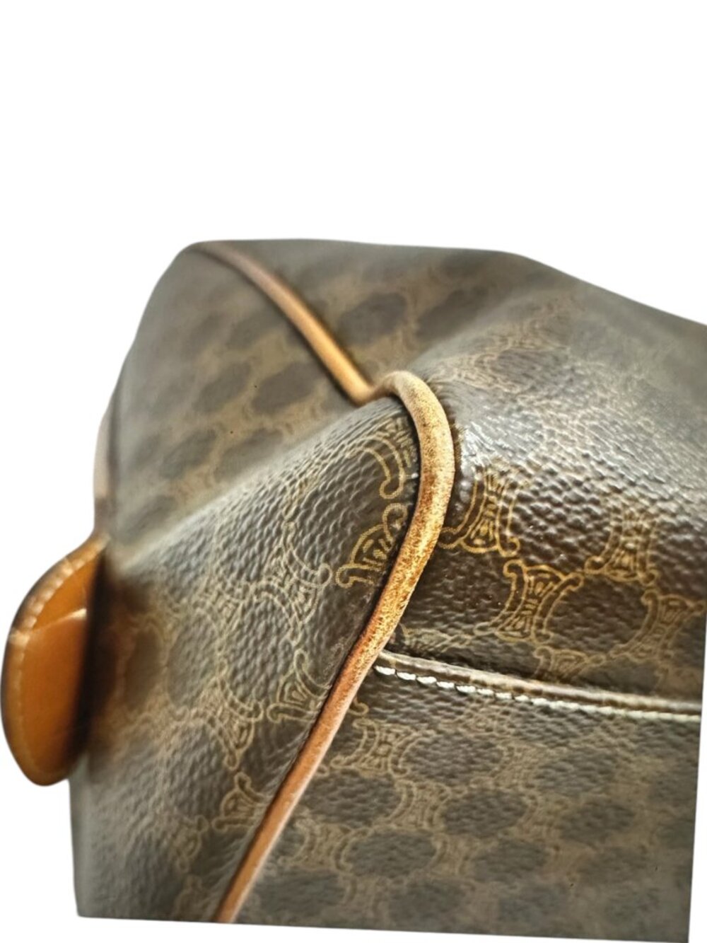 CELINE Macadam Boston Bag Hand Purse Leather PVC Brown - Picture 8 of 10